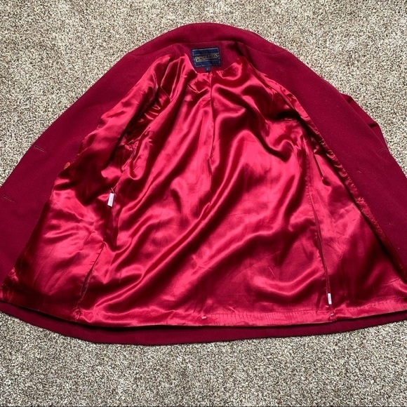 Pendleton Double Breast Peacoat Red Wool Size 12 - Picture 9 of 13